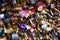 Close-up of the Love locks at Pont Neuf in Paris