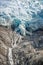 Close up on the lower end of The Bossons glacier, in Chamonix Mont Blanc Massif, The Alps France