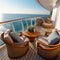 A close-up of a luxurious cabin balcony on a cruise ship