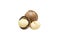 Close up macadamia nuts isolate on white background with clipping path