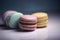 Close-up of Macarons Cakes of Different Colors Background. Culinary and Cooking Concept. Tasty Colourful Macaroons. Generative AI