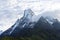 Close up of the Machapuchare peak, the \\\'Matterhorn of Nepal\\\', with Mardi Himal on the right, Annapurna Sanctuary