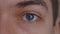 Close-up macro blue eye opening human iris