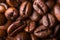 Close Up macro a group roasted brown coffee bean grains background.shallow focus effect.