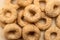Close-up macro image of oat breakfast cereal circles