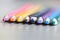 Close up macro shot of color pencil. Assortment of colored pencils. Shallow depth of field