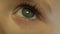 Close-up Macro Shot of Little Girl Eye Blinking. 4K, UHD, Ultra HD resolution