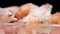 Close-up macro shot of Several frozen shrimp.