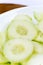 Close up macro sliced cucumbers salad