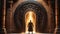 Close up of the magic portal, the ancient door, the mysterious door. The magic door, a man wearing black leather is going