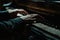 Close up of male hands on the piano