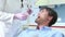 Close up of male patient having dental examination of aching tooth