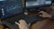 Close up of male video editor\'s hands as he works on an edit for a tight deadline and client in his home office.