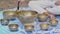 Close-up of man hands playing on a tibetian singing bowl. Sound healing music for meditation