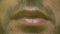 Close-up of man lips, macro, unshaven, tiredness