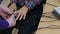 Close up A man shoots a female hands on the sensors lie detector test