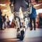 Close up on man walking with help of an exoskeleton at the hospital, Assistant robotic legs concepts,AI generated