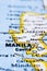 Close up of Manila on map, Philippines