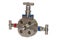 Close up manual valve or needle valve of high pressure process on white background