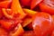 Close up many dice tomato, fresh fruit for sauce