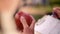 Close up of manâ€™s hand holding an apple