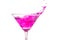 close up martini glass with pink cocktail