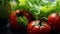 A close-up masterpiece: Water droplets dance on the velvety surface of fresh vegetables