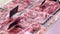Close-up of meat in a supermarket. Raw meat at butcher shop.