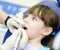 Close-up medical dentist procedure of teeth polishing with clean