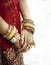 Close up of Mehndi tattoos on the hands of a Hindu or Sikh bride