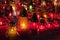 Close-up of memorial candles on the All Saints Day