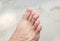 Close up men show clean foot toes