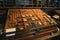 Close up of metal letters for the reconstructed wooden Gutenberg`s printing machine used for printing souvenir post