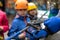 Close-up of a metal piece for rope climbing