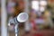 Close up microphone isolated on blur background