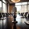 Close up of Microphone in meeting room, Empty meeting room,AI generated