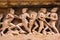 Close up military stone carving in Lakshman Temple