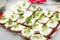 Close up Mini sandwiches -dark bread and cream cheese