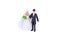 Close up of Miniature wedding bride and groom couple