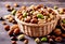 Close-Up of Mixed Nuts in a Basket - A Nut Lovers Delight