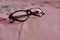 Close up of modern ladies` eyeglasses. High-grade polarization p