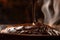 close-up of molten chocolate, with steam rising from the surface