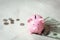 Close-Up of Money Cash and Piggy Bank on a Table, Pink Piggy Saving, Business Banking and Financial Concept