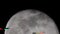 Close-up of the moon satellite surface with digital glitch