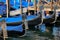 Close-up of moored gondolas at Piazza San Marco in Venice, Italy