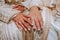 Close up of moroccon couple`s hands at a wedding,