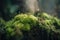 a close up of a mossy surface with tiny plants