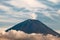 Close up of Mouth crater of Fuji mount with cloud around