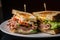 Close-up of a Mouthwatering Club Sandwich with Roasted Beef, Swiss Cheese, and Thousand Island Dressing on a Soft Ciabatta Bread