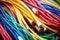 close-up of multiple colored ethernet cables